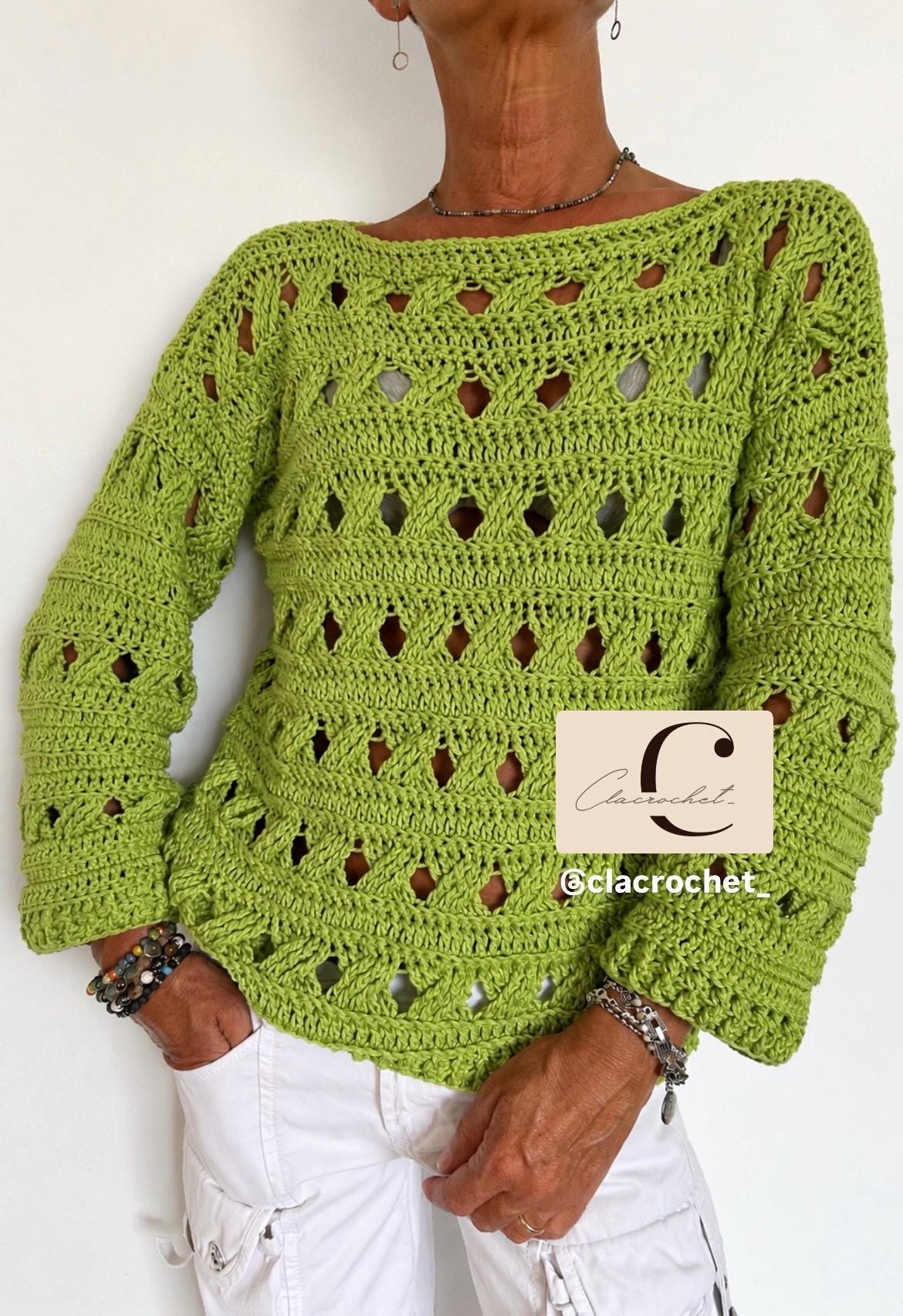 Daily Sweater PDF Crochet Pattern Italiano-Inglese con videos e foto, Maglia Uncinetto Donna, Maglione Facile Quattro Stagioni