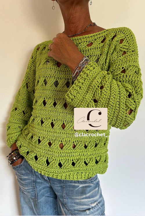 Daily Sweater PDF Crochet Pattern Italiano-Inglese con videos e foto, Maglia Uncinetto Donna, Maglione Facile Quattro Stagioni